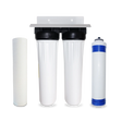 The Ultrafiltration Whole House System by Premiere Sales showcases an elegant arrangement of components, including two filter housings and a sediment filter, complemented by an ultrafiltration membrane.