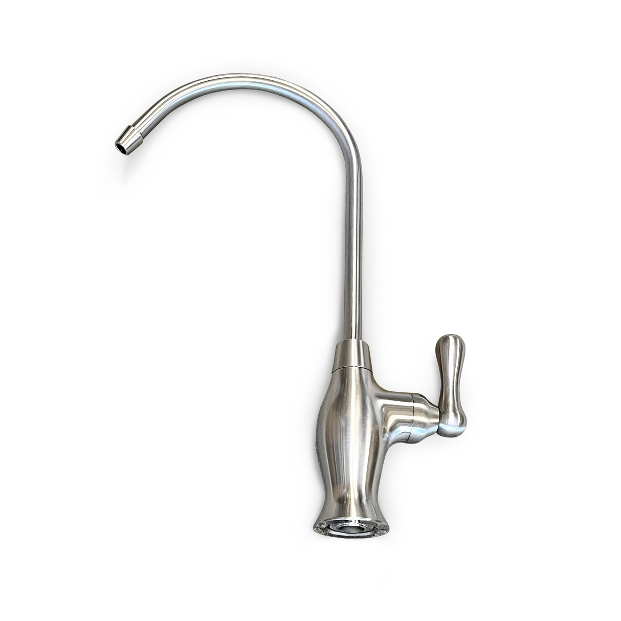 The Premiere Sales Alkaline Reverse Osmosis Water – HydroGuard HDGT-45 + Alkaline Filter System features a high-quality stainless steel kitchen faucet with a long, curved spout, a single handle for easy control, and built-in water filtration to ensure optimal pH levels.