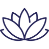 Simple outline of a lotus flower with five petals.